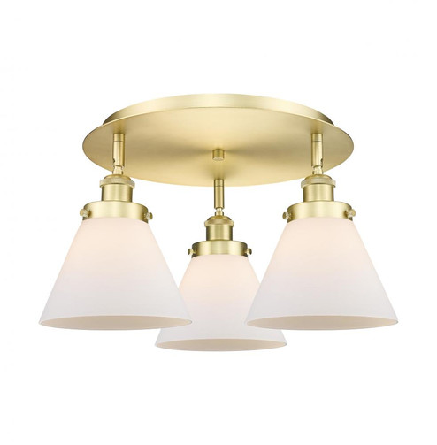 Cone - 3 Light - 20 inch - Satin Gold - Semi-Flush Mount (3442|916-3C-SG-G41)