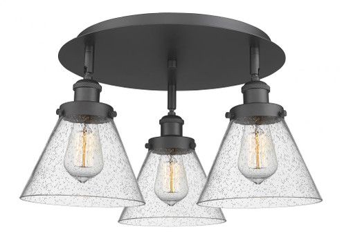Cone - 3 Light - 20 inch - Matte Black - Semi-Flush Mount (3442|916-3C-BK-G44)