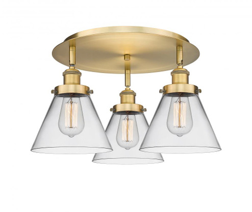 Cone - 3 Light - 20 inch - Brushed Brass - Semi-Flush Mount (3442|916-3C-BB-G42)