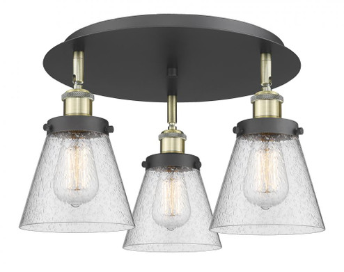 Cone - 3 Light - 18 inch - Black Antique Brass - Semi-Flush Mount (3442|916-3C-BAB-G64)