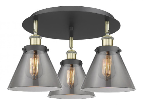 Cone - 3 Light - 20 inch - Black Antique Brass - Semi-Flush Mount (3442|916-3C-BAB-G43)
