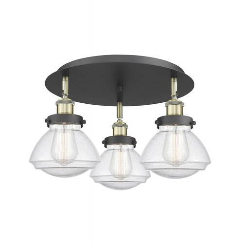 Olean - 3 Light - 19 inch - Black Antique Brass - Semi-Flush Mount (3442|916-3C-BAB-G324)
