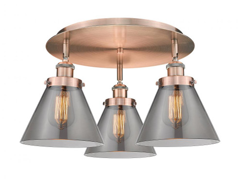 Cone - 3 Light - 20 inch - Antique Copper - Semi-Flush Mount (3442|916-3C-AC-G43)