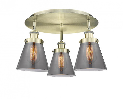 Cone - 3 Light - 18 inch - Antique Brass - Semi-Flush Mount (3442|916-3C-AB-G63)