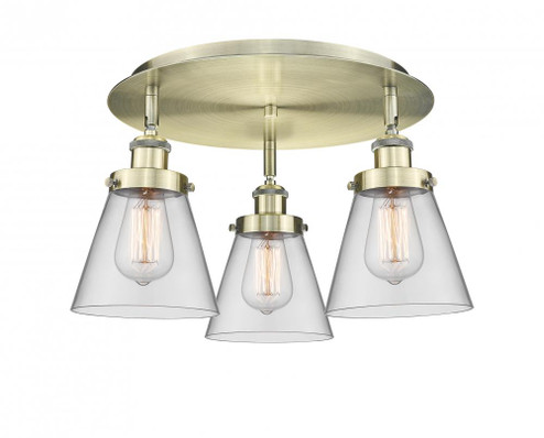 Cone - 3 Light - 18 inch - Antique Brass - Semi-Flush Mount (3442|916-3C-AB-G62)