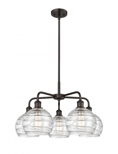 Athens Deco Swirl - 5 Light - 26 inch - Oil Rubbed Bronze - Chandelier (3442|516-5CR-OB-G1213-8)