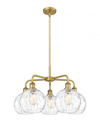 Athens Water Glass - 5 Light - 26 inch - Brushed Brass - Chandelier (3442|516-5CR-BB-G1215-8)