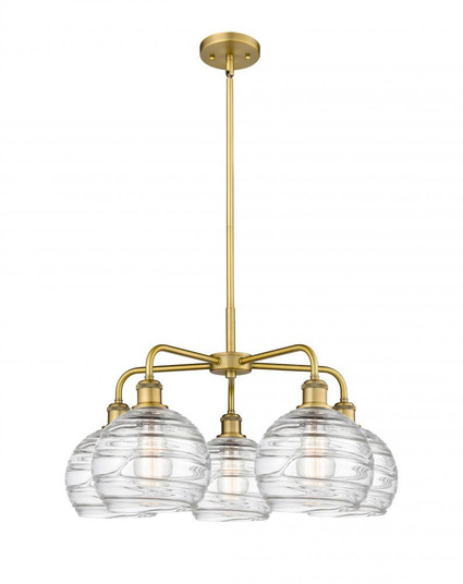 Athens Deco Swirl - 5 Light - 26 inch - Brushed Brass - Chandelier (3442|516-5CR-BB-G1213-8)