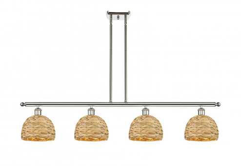 Woven Rattan - 4 Light - 48 inch - Polished Nickel - Multi Pendant (3442|516-4I-PN-RBD-8-NAT)