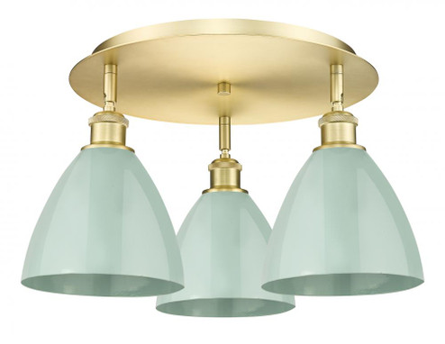 Plymouth - 3 Light - 19 inch - Satin Gold - Semi-Flush Mount (3442|516-3C-SG-MBD-75-SF)