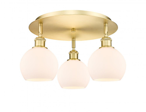 Athens - 3 Light - 18 inch - Satin Gold - Flush Mount (3442|516-3C-SG-G121-6)