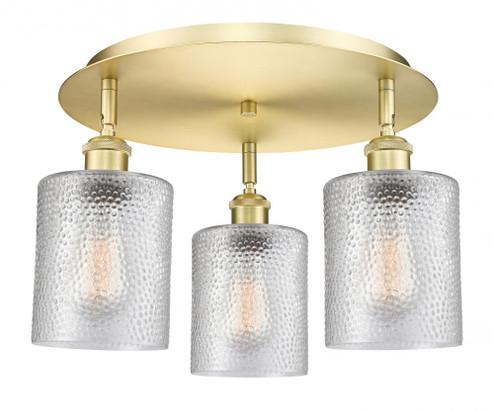 Cobbleskill - 3 Light - 17 inch - Satin Gold - Semi-Flush Mount (3442|516-3C-SG-G112)