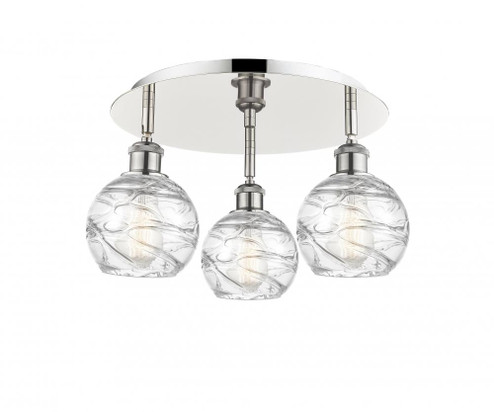 Athens Deco Swirl - 3 Light - 18 inch - Polished Nickel - Flush Mount (3442|516-3C-PN-G1213-6)