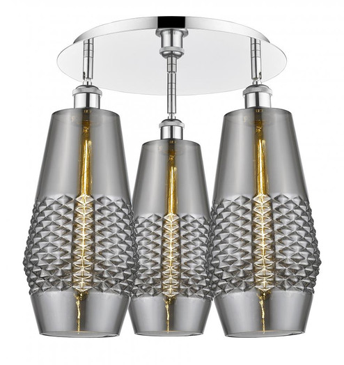 Windham - 3 Light - 19 inch - Polished Chrome - Flush Mount (3442|516-3C-PC-G683-7)