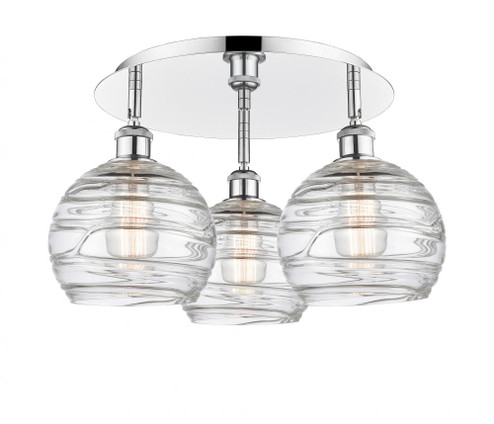 Athens Deco Swirl - 3 Light - 20 inch - Polished Chrome - Flush Mount (3442|516-3C-PC-G1213-8)