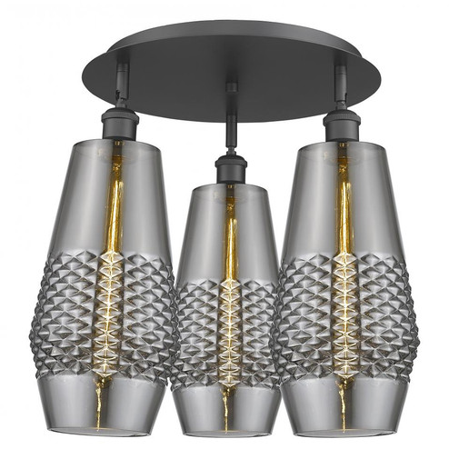 Windham - 3 Light - 19 inch - Matte Black - Flush Mount (3442|516-3C-BK-G683-7)