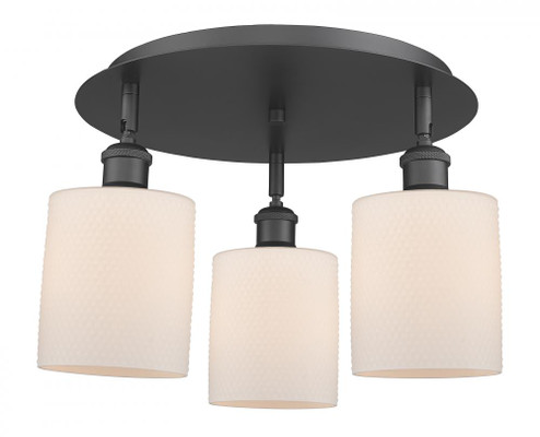 Cobbleskill - 3 Light - 17 inch - Matte Black - Semi-Flush Mount (3442|516-3C-BK-G111)