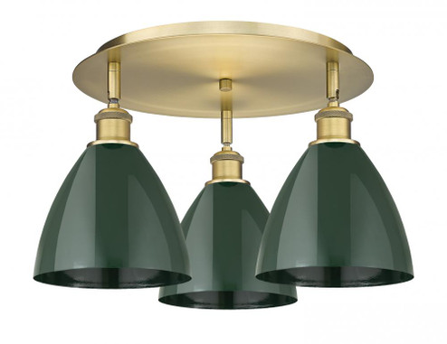 Plymouth - 3 Light - 19 inch - Brushed Brass - Semi-Flush Mount (3442|516-3C-BB-MBD-75-GR)