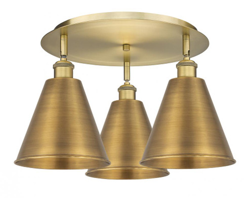 Berkshire - 3 Light - 20 inch - Brushed Brass - Semi-Flush Mount (3442|516-3C-BB-MBC-8-BB)