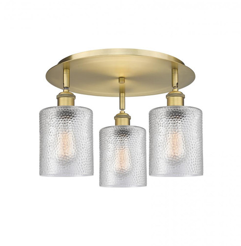 Cobbleskill - 3 Light - 17 inch - Brushed Brass - Semi-Flush Mount (3442|516-3C-BB-G112)