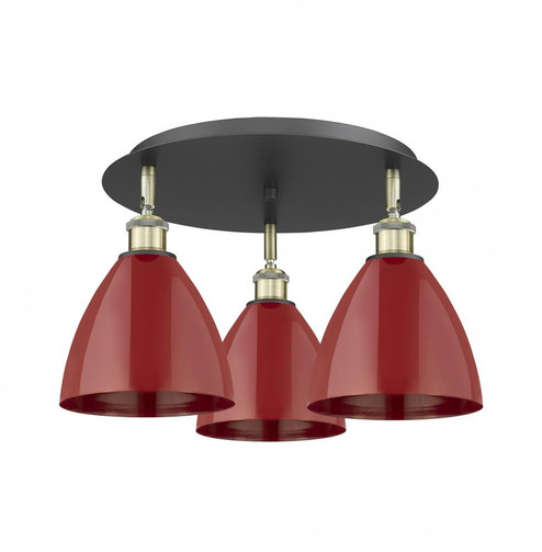 Plymouth - 3 Light - 19 inch - Black Antique Brass - Semi-Flush Mount (3442|516-3C-BAB-MBD-75-RD)