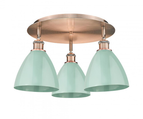 Plymouth - 3 Light - 19 inch - Antique Copper - Semi-Flush Mount (3442|516-3C-AC-MBD-75-SF)