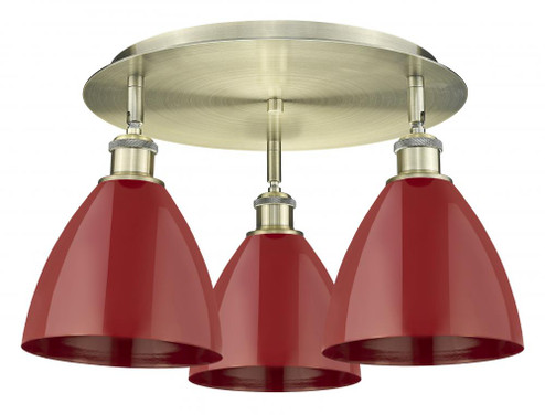 Plymouth - 3 Light - 19 inch - Antique Brass - Semi-Flush Mount (3442|516-3C-AB-MBD-75-RD)