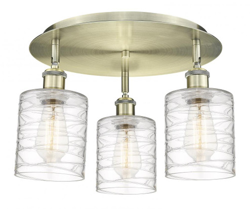 Cobbleskill - 3 Light - 17 inch - Antique Brass - Semi-Flush Mount (3442|516-3C-AB-G1113)