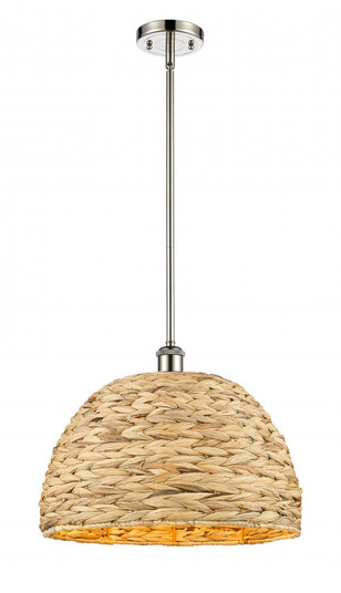 Woven Rattan - 1 Light - 16 inch - Polished Nickel - Multi Pendant (3442|516-1S-PN-RBD-16-NAT)