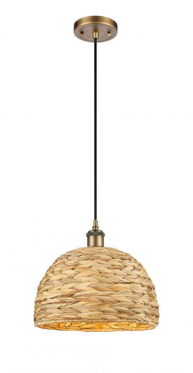 Woven Rattan - 1 Light - 12 inch - Brushed Brass - Multi Pendant (3442|516-1P-BB-RBD-12-NAT)