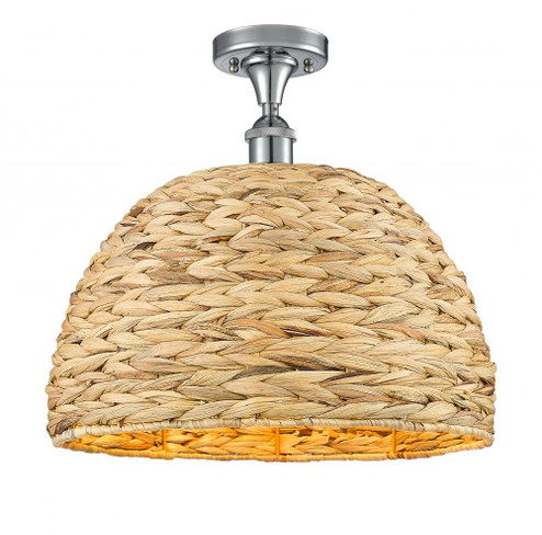 Woven Rattan - 1 Light - 16 inch - Polished Chrome - Semi-Flush Mount (3442|516-1C-PC-RBD-16-NAT)