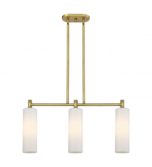 Crown Point - 3 Light - 31 inch - Brushed Brass - Island Light (3442|434-3I-BB-G434-12WH)