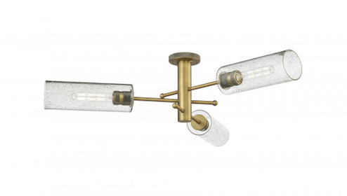 Crown Point - 3 Light - 34 inch - Brushed Brass - Semi-Flush Mount (3442|434-3F-BB-G434-12SDY)