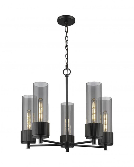 Bolivar - 5 Light - 25 inch - Matte Black - Chain Hung - Chandelier (3442|428-5CR-BK-G428-12SM)
