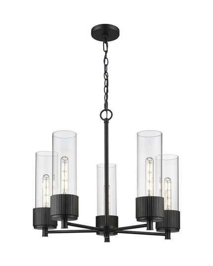 Bolivar - 5 Light - 25 inch - Matte Black - Chain Hung - Chandelier (3442|428-5CR-BK-G428-12CL)