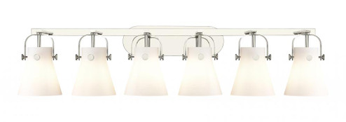 Pilaster II Cone - 6 Light - 46 inch - Polished Nickel - Bath Vanity Light (3442|423-6W-PN-G411-6WH)