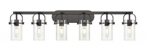 Pilaster II Cylinder - 6 Light - 44 inch - Matte Black - Bath Vanity Light (3442|423-6W-BK-G423-7SDY)