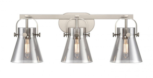 Pilaster II Cone - 3 Light - 27 inch - Satin Nickel - Bath Vanity Light (3442|423-3W-SN-G411-6SM)