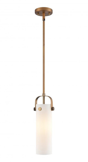 Pilaster II Cylinder - 1 Light - 5 inch - Brushed Brass - Pendant (3442|423-1S-BB-G423-12WH)