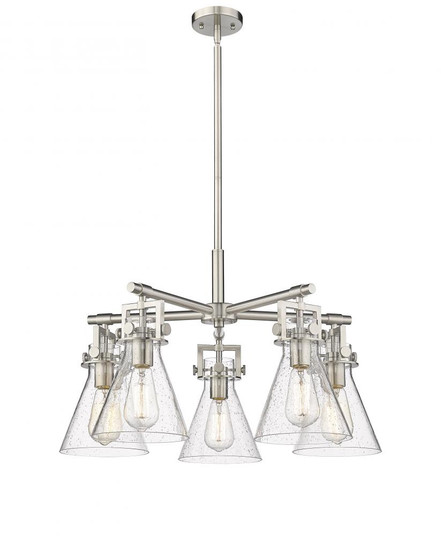 Newton Cone - 5 Light - 26 inch - Satin Nickel - Chandelier (3442|411-5CR-SN-G411-7SDY)