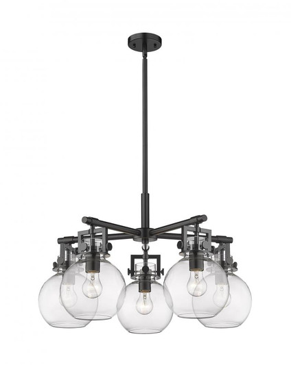 Newton Sphere - 5 Light - 26 inch - Matte Black - Chandelier (3442|411-5CR-BK-G410-7CL)