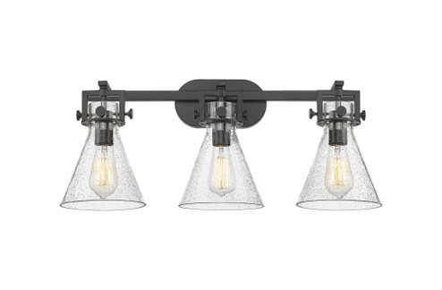 Newton Cone - 3 Light - 27 inch - Matte Black - Bath Vanity Light (3442|411-3W-BK-G411-7SDY)