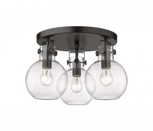 Newton Sphere - 3 Light - 18 inch - Matte Black - Semi-Flush Mount (3442|411-3F-BK-G410-7CL)
