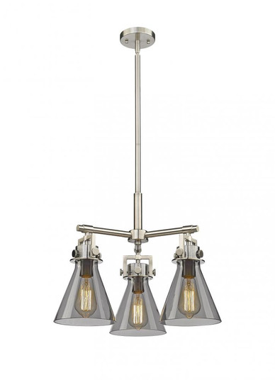 Newton Cone - 3 Light - 21 inch - Satin Nickel - Pendant (3442|411-3CR-SN-G411-7SM)