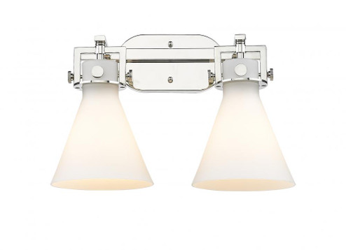 Newton Cone - 2 Light - 17 inch - Polished Nickel - Bath Vanity Light (3442|411-2W-PN-G411-7WH)