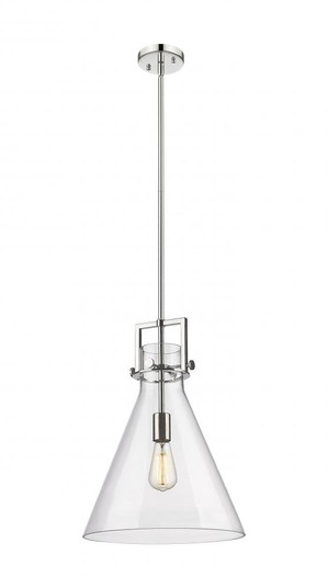 Newton Cone - 1 Light - 14 inch - Polished Nickel - Cord hung - Pendant (3442|411-1SL-PN-G411-14CL)