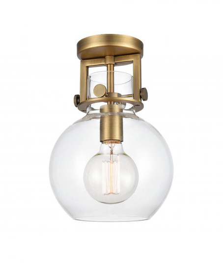 Newton Sphere - 1 Light - 8 inch - Brushed Brass - Semi-Flush Mount (3442|411-1F-BB-G410-8CL)