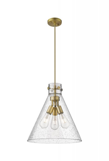 Newton Cone - 3 Light - 16 inch - Brushed Brass - Cord hung - Pendant (3442|410-3PL-BB-G411-16SDY)