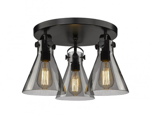 Newton Cone - 3 Light - 18 inch - Matte Black - Semi-Flush Mount (3442|410-3F-BK-G411-7SM)