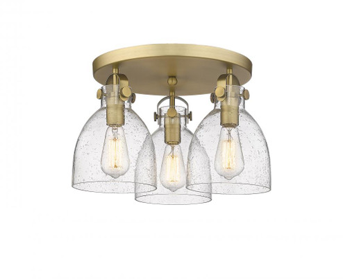 Newton Bell - 3 Light - 18 inch - Brushed Brass - Semi-Flush Mount (3442|410-3F-BB-G412-7SDY)